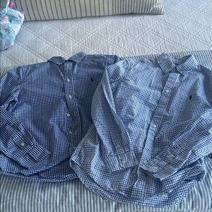 2 Boys Polo Ralph Lauren Blue and White Checkered Button-Down Shirts